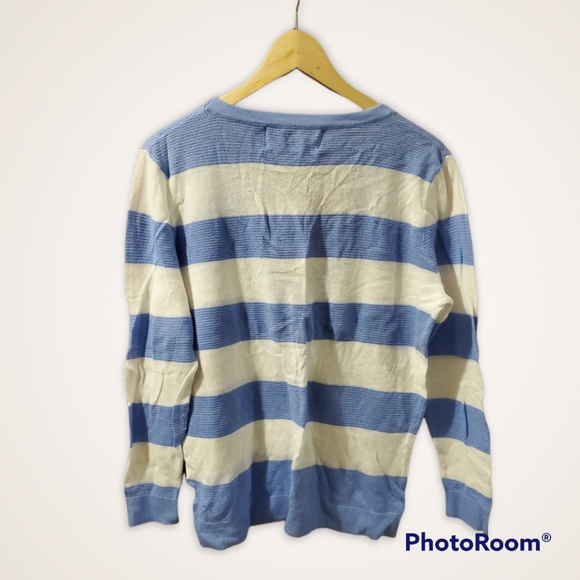 Bestow blue & white striped button down cardigan XL - Picture 2 of 9